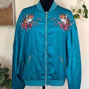 Vintage 90’s DISNEY Aladdin Princess Jasmine Satin Embroidered Bomber Jacket